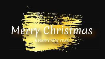 Merry Christmas and Happy New Year incription on gold smear vector