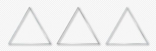 Silver glowing triangle frame vector