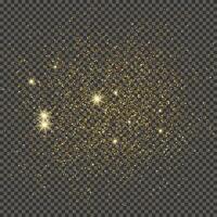 Gold glittering dust on a gray background. Dust with gold glitter effect and empty space for your text. illustration vector