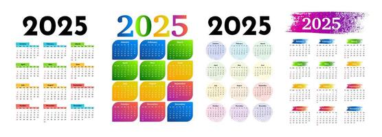 Set of calendars for 2025 isolated on a white background vector