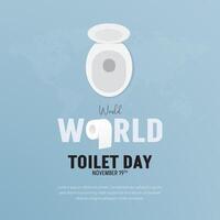 World Toilet Day October 19th banner with roll tissue illustration and top view closet on dotted map background vector