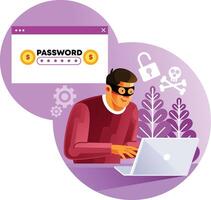 hacker activity cyber thief on internet device vector