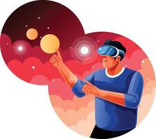 Man using a virtual reality VR headset vector