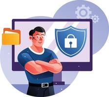 computer system protection security guard vector