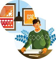 Man with project art vector