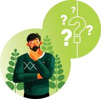 Man was confused with many questions in his mind vector