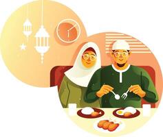Time to breaking the fast in the month of ramadan vector
