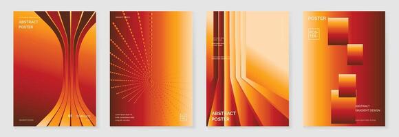 Collection of 70s color gradient poster background. vector