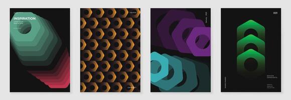 Modern gradient poster background set. vector