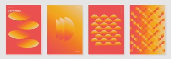 Collection of 70s color gradient poster background. vector
