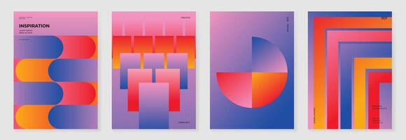 Collection of 70s color gradient poster background. vector
