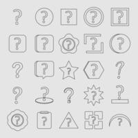 collection of sketches of question mark icons with various shapes vector