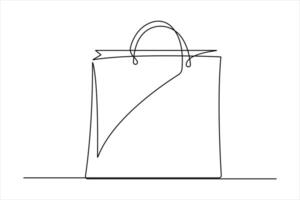 Continuous one line drawing of shopping bag design minimalism illustration vector