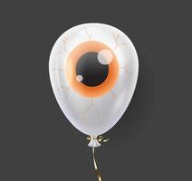Scary eye with red veins air balloon realistic illustration. Halloween party frightening design 3d object image on black background vector
