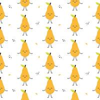 Funny pear characters seamless pattern vector