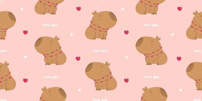 Seamless pattern with lovely capybara vector