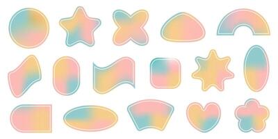 Y2k retro elements set of various geometric forms vector