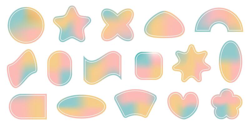 Y2k retro elements set of various geometric forms
