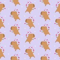 Lovely capybara with flower seamless pattern vector