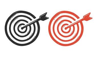 Hand-drawn Target stroke and arrow solid web icon. illustration vector