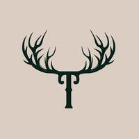 The letter t is shown in a deer head vector
