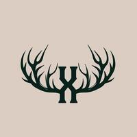 The letter x is in the middle of a deer's antlers vector