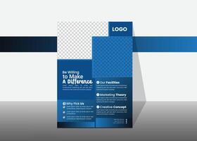 Modern Colorful Flyer Design Template. Flyer Design with blue gradients background color. vector