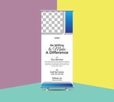 Simple Creative Modern Unique roll up banner design for your brand. Modern Blue color roll up banner design. vector