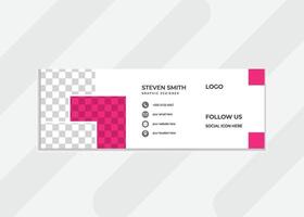 Modern Professional Email Signature Template with Customizable Social Media Icons and Background vector