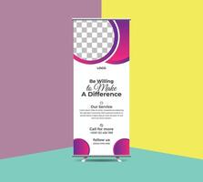 Simple Creative Modern Unique roll up banner design for your brand. Magenda color roll u banner design. vector