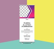 Simple Creative Modern Unique roll up banner design for your brand. Magenda color roll u banner design. vector