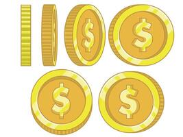 Coin Positions Different View Angles Set vector
