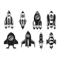 rocket spaceship silhouette bundle set vector