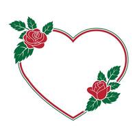 simple heart frame with 2 rose ornate vector