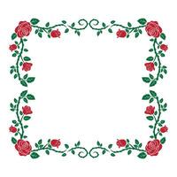 full ornate rectangle rose frame vector