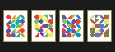 Retro Geometric Covers Set. Swiss Modernism. Flat Retro Geometric Covers Design. Colorful Modernism. Simple Shapes Composition. Futuristic Patterns vector