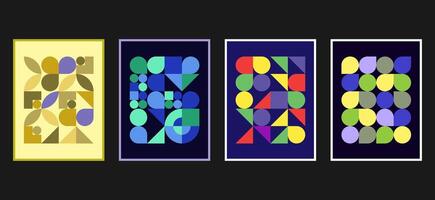 Abstract Bauhaus geometric pattern background, circle, triangle and square color art design. Colorful Bauhaus pattern background vector