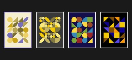 minimalist geometric abstract background with square triangle circle shape colorful vector