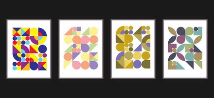 Modern minimalist geometric bauhaus pattern background. Abstract circle, triangle and square art. Trendy bauhaus pattern set vector