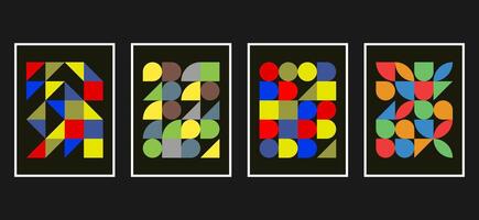 Minimal colorful Geometric Abstract Cover Poster Set. Abstract Shape Background for Magazine Brochure Flyer poster and Page Layout vector