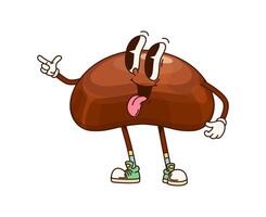 Groovy chocolate candy character sticking tongue vector