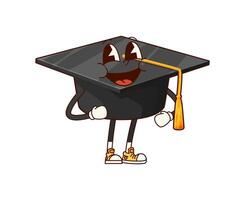 Education student cap groovy with smiling face vector
