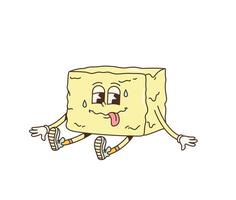 Retro cartoon groovy breakfast butter melting vector