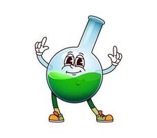 Groovy chemistry flask character with green liquid vector