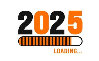 2025 progress loading bar background or banner design template. Happy new year wish loading bar banner design. greeting and new year 2025 celebration banner with loading bar and text design. vector
