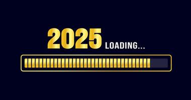2025 progress loading bar background or banner design template. Happy new year wish loading bar banner design. greeting and new year 2025 celebration banner with loading bar and text design. vector