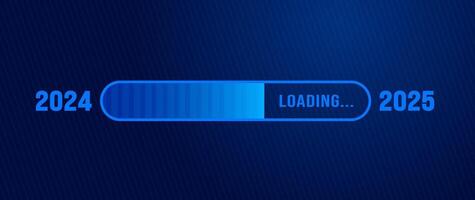 2025 progress loading bar corporate business technology blue color background or banner design template. Happy new year wish blue color loading bar banner design. vector