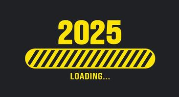 2025 progress loading bar background or banner design template. Happy new year wish loading bar banner design. greeting and new year 2025 celebration banner with loading bar and text design. vector