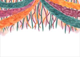 Traditional Diwali garlands horizontal holiday frame on watercolor splashes and strokes. Holiday bright illustration with copy space for text. For creating celebration inviting atmosphere. vector
