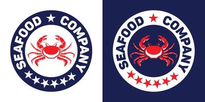 An elegant and aesthetically pleasing logo design for a seafood company featuring a crab. illustration in minimalistic style. Ideal for signs, websites, culinary branding and marketing vector